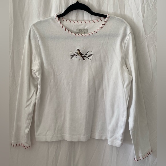 Christopher & Banks Tops - Christopher & Banks Women’s White, Red, Brown Bird 3/4 Sleeve Top Size M
